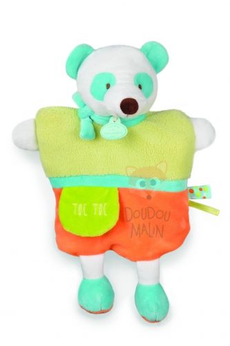  marionnette petits secrets panda toc toc vert bleu orange 